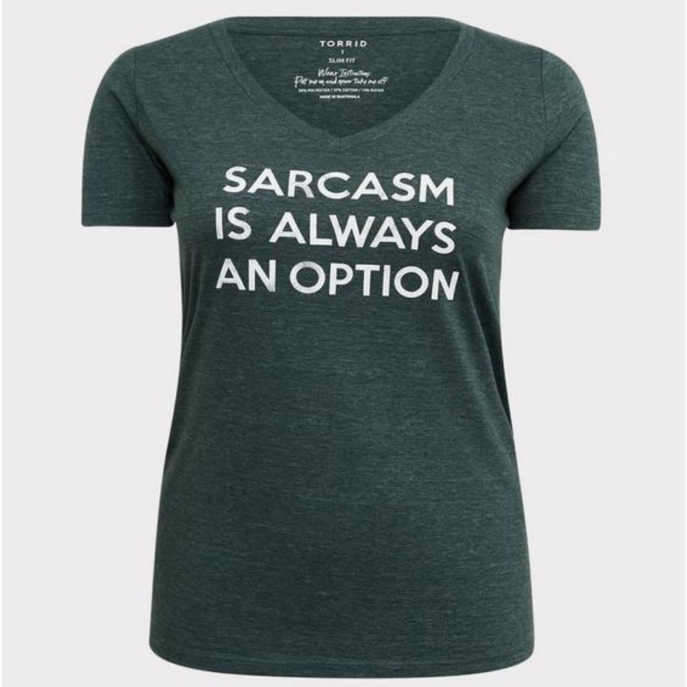Sarcasm Is Always An Option V-Neck Tee - Triblend Dark Green
